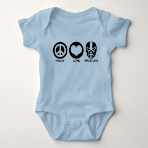 Peace love Wrestling Baby T-Shirt Baby Bodysuit