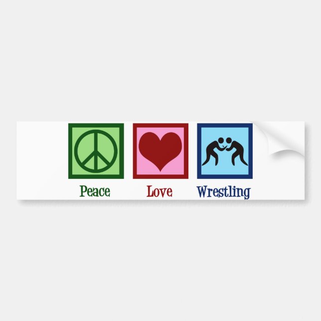 Peace Love Wrestling Bumper Sticker (Front)