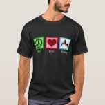Peace Love Wrestling T-Shirt<br><div class="desc">Basic Dark T-Shirt Template featuring a peace sign,  heart,  and a couple of wrestlers.</div>