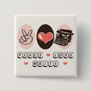 Peace Love Write Typewriter Button