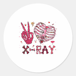 Peace Love X Ray Valentine  Classic Round Sticker