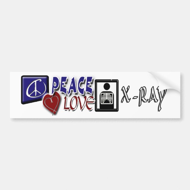 PEACE LOVE XRAY BUMPER STICKER (Front)