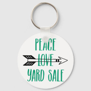 Peace Love Yard Sale Arrow Line Key Ring