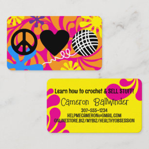Peace love yarn knitter knitting crochet business card
