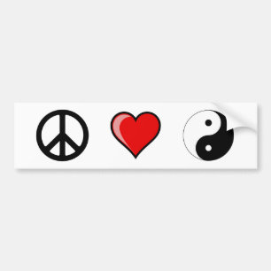 Peace Love Yin Yang Bumper Sticker