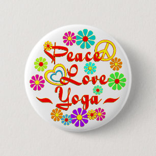 PEACE LOVE Yoga 6 Cm Round Badge
