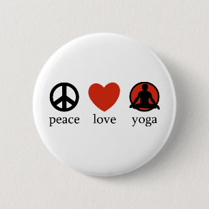 Peace Love Yoga 6 Cm Round Badge