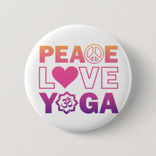 Peace Love Yoga 6 Cm Round Badge