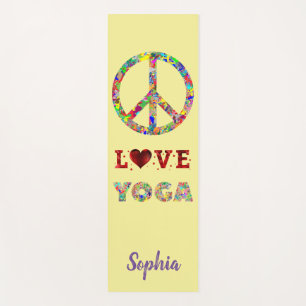 Peace Love Yoga Add Name Colourful Mat