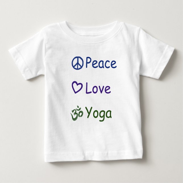 Peace Love Yoga Baby T-Shirt (Front)