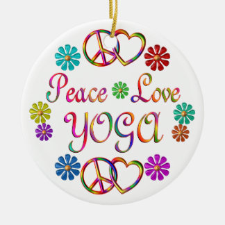 PEACE LOVE YOGA CERAMIC TREE DECORATION