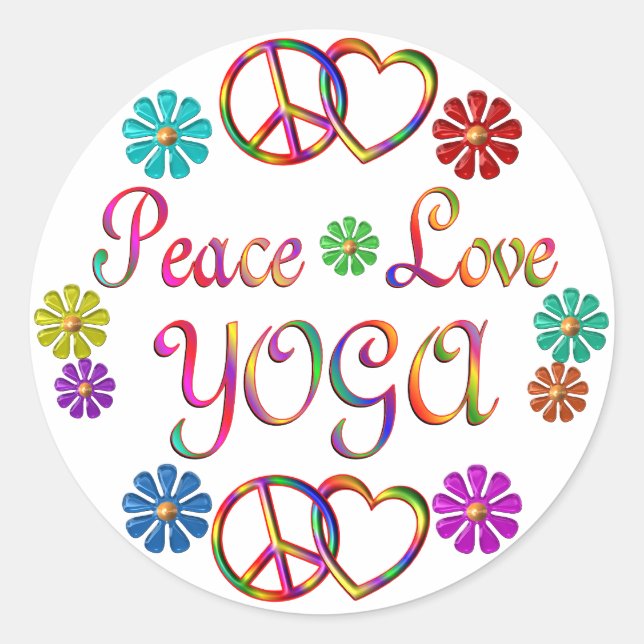 PEACE LOVE YOGA CLASSIC ROUND STICKER (Front)