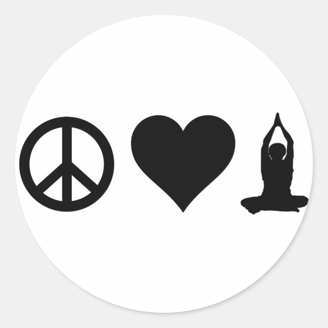 Peace Love Yoga Classic Round Sticker (Front)