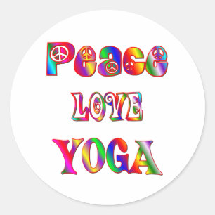 Peace Love Yoga Classic Round Sticker