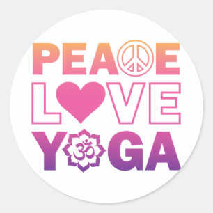 Peace Love Yoga Classic Round Sticker