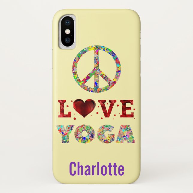 Peace Love Yoga Colourful Spiritual Case-Mate iPhone Case (Back)