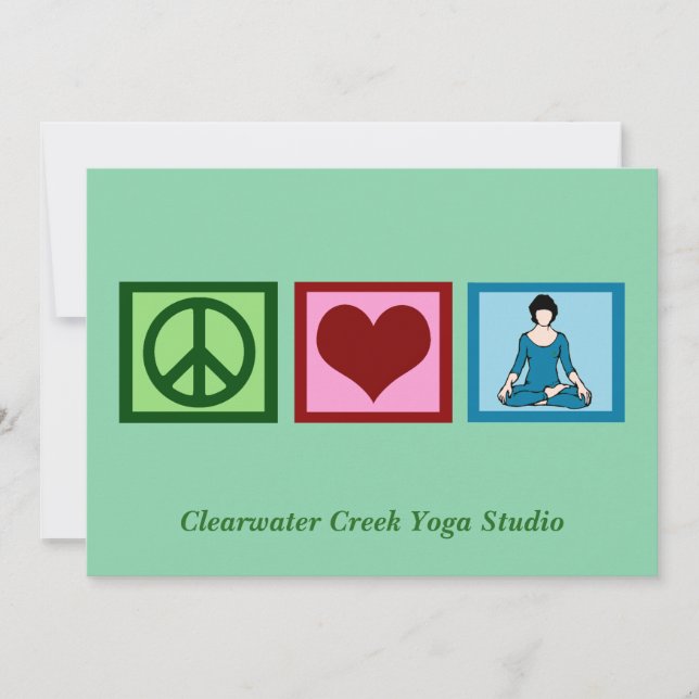 Peace Love Yoga Custom Studio Name Christmas Holiday Card (Front)
