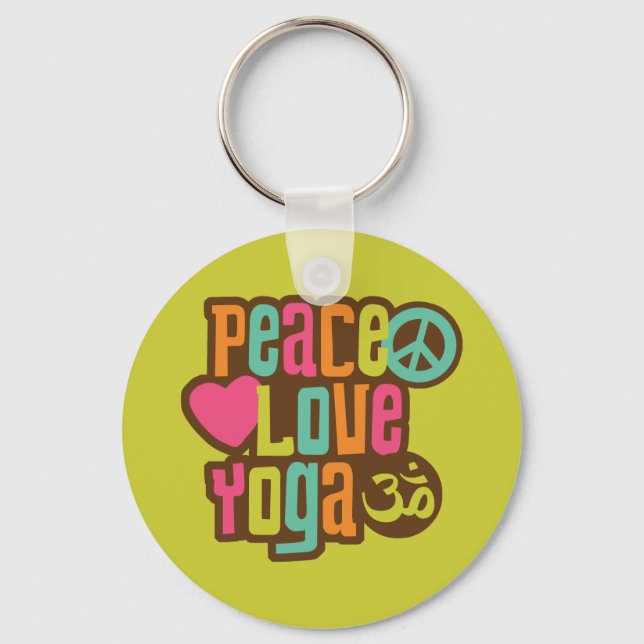 Peace Love Yoga Key Ring (Front)