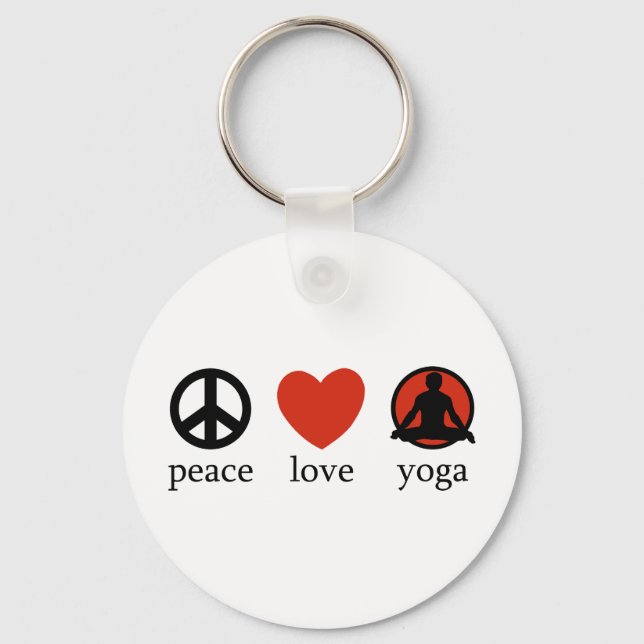 Peace Love Yoga Key Ring (Front)