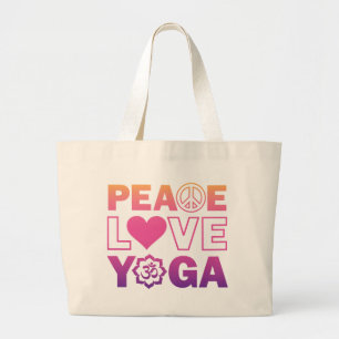 Peace Love Yoga Large Tote Bag
