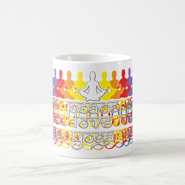 Peace Love Yoga Rainbow Intentions Coffee Mug (Center)
