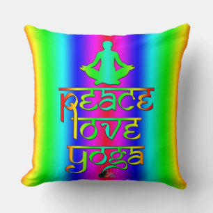 Peace Love Yoga Rainbow Intentions Cushion