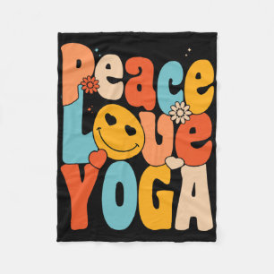 Peace Love Yoga Retro Yoga Moms Yoga Grandma Fleece Blanket