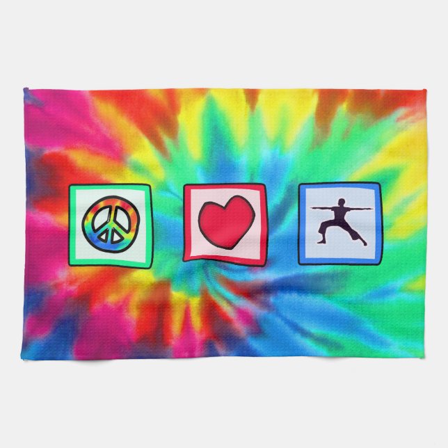 Peace, Love, Yoga Tea Towel (Horizontal)