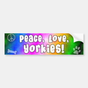 Peace Love Yorkies Bumper Sticker
