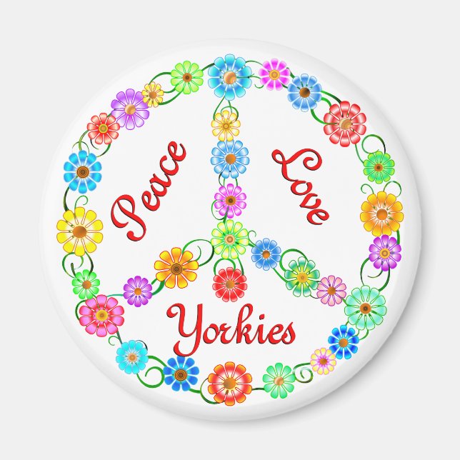 Peace Love Yorkies Magnet (Front)