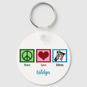 Peace Love Zebras Cute Custom Zebra Key Ring