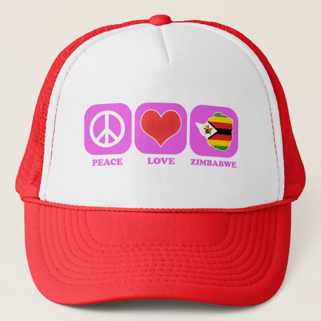 Peace Love Zimbabwe Trucker Hat (Front)