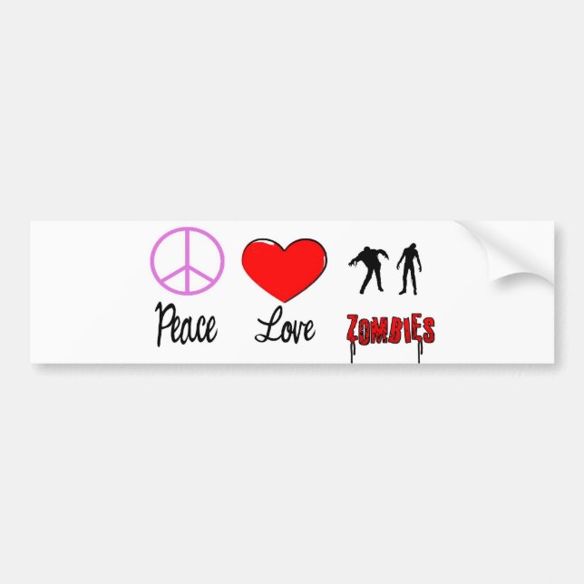 peace love zombies bumper sticker (Front)
