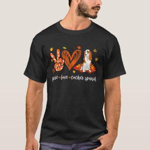 Peace Loves Cocker Spaniel Autumn Leaves Thanksgiv T-Shirt