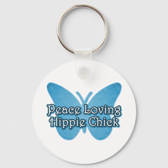Peace Loving Hippie Chick Key Ring (Front)