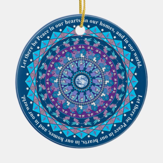 Peace Mandala Christmas Ornament (Front)