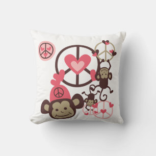 Peace Monkeys Pillow