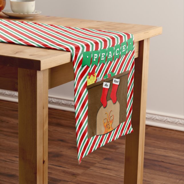 PEACE • Night Before Christmas • 2 Stockings Short Table Runner (In Situ)