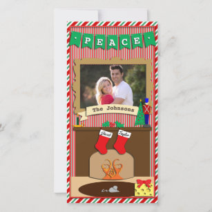 Peace • Night Before Christmas Spirit • 2 Stocking Holiday Card