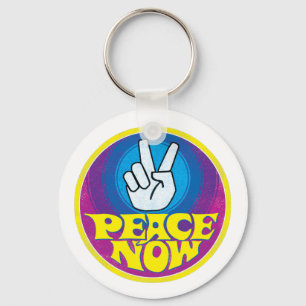 Peace Now Groovy Retro Hippie Style Peacesign Key Ring