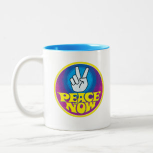 Peace Now Groovy Retro Hippie Style Peacesign Two-Tone Coffee Mug