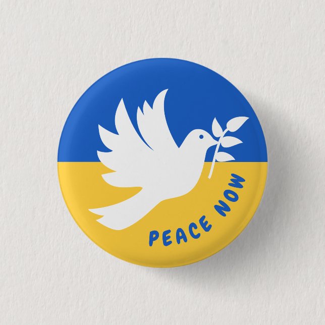 Peace now I Stand With Ukraine Flag Button (Front)