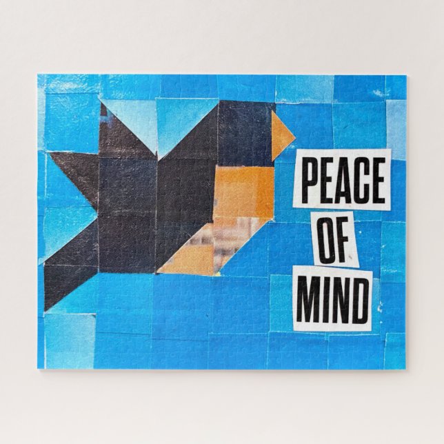 Peace of Mind Bird in Flight Blue Sky Calming Jigsaw Puzzle (Horizontal)