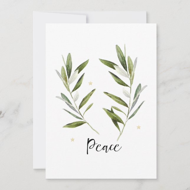 PEACE olive leaf Christmas Holiday greeting card (Front)