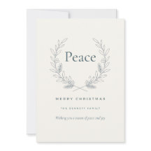 Peace Olive Wreath Minimalist Christmas Card