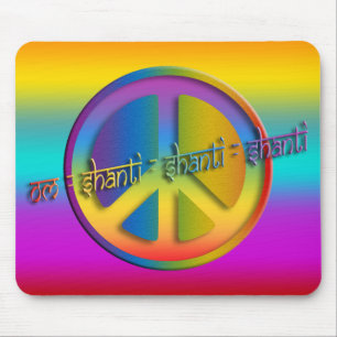 PEACE OM SHANTI coloured linear Mouse Pad