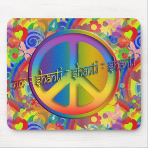 Peace Om Shanti flower power Mouse Pad