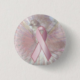 Peace On Angelic Wings Pink RibbonButton-Cust. 3 Cm Round Badge