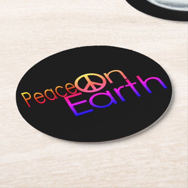 Peace on Earth #2 Round Paper Coaster (Angled)
