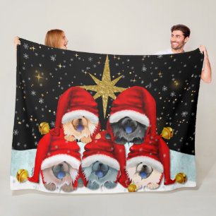 PEACE ON EARTH 5 chows Fleece Blanket